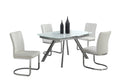 Contemporary Dining Set w/ Extendable Starphire Glass Table & 4 Channel Back Side Chairs | Modern Motion - ALINA-5PC