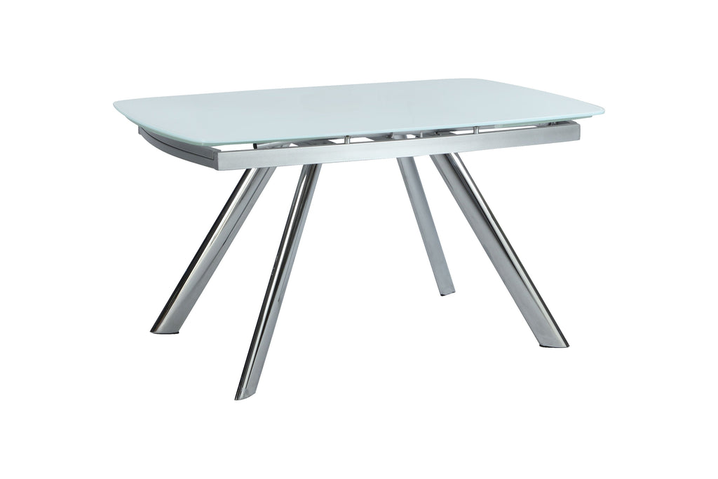 Contemporary Dining Set w/ Extendable Starphire Glass Table & 4 Channel Back Side Chairs | Modern Motion - ALINA-5PC