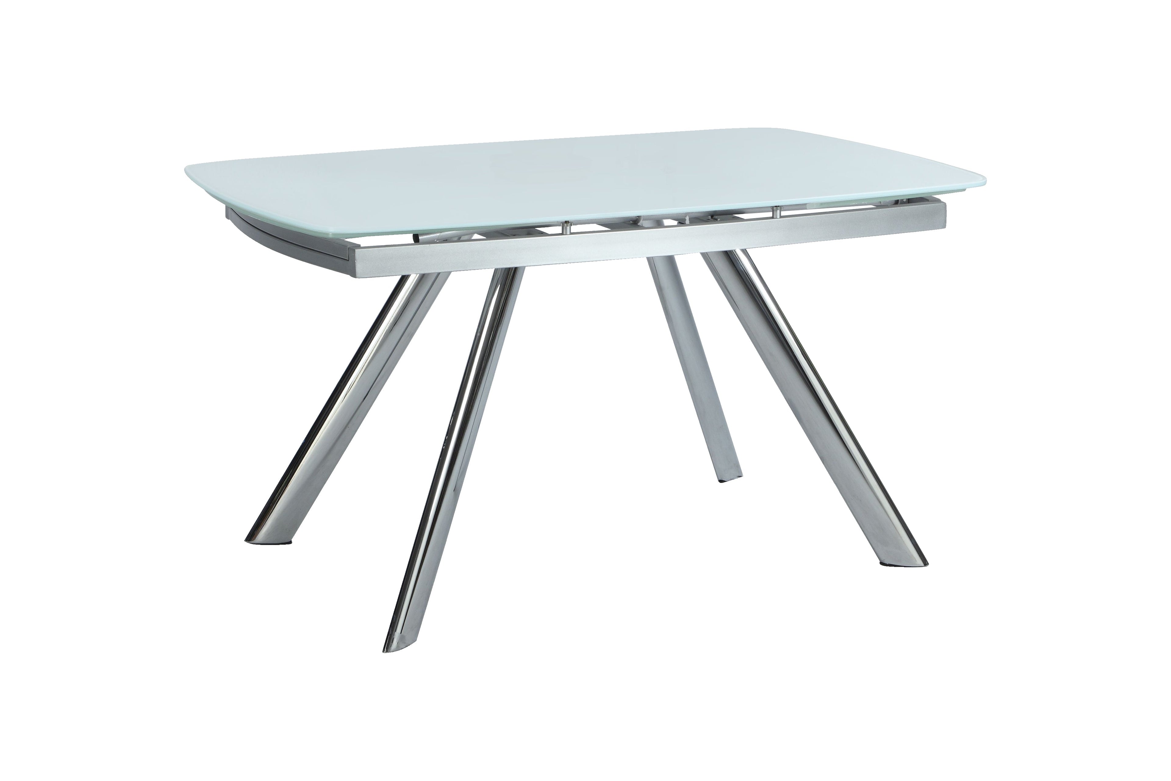 Contemporary Dining Set w/ Extendable Starphire Glass Table & 4 Channel Back Side Chairs | Modern Motion - ALINA-5PC