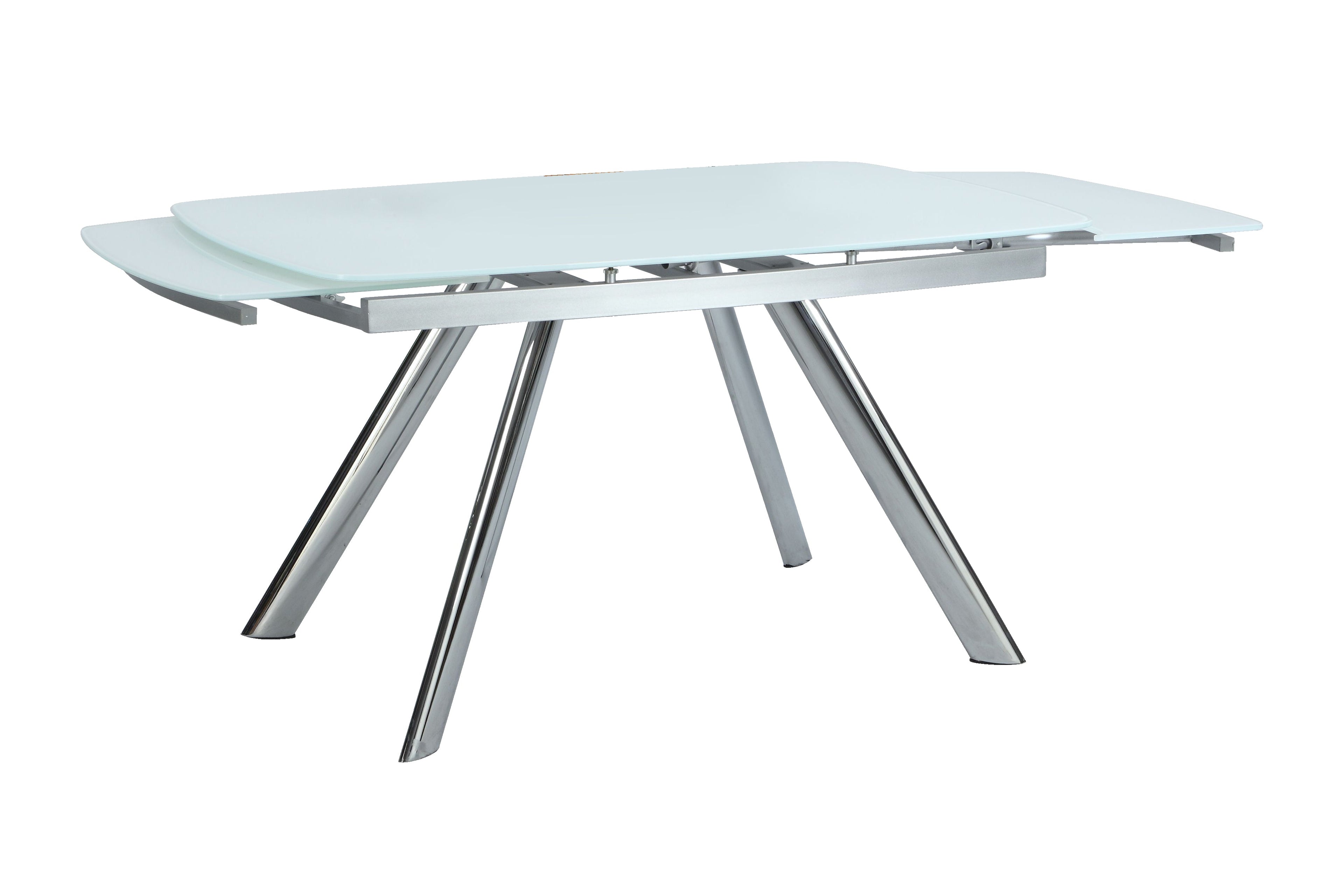 Contemporary Dining Set w/ Extendable Starphire Glass Table & 4 Channel Back Side Chairs | Modern Motion - ALINA-5PC