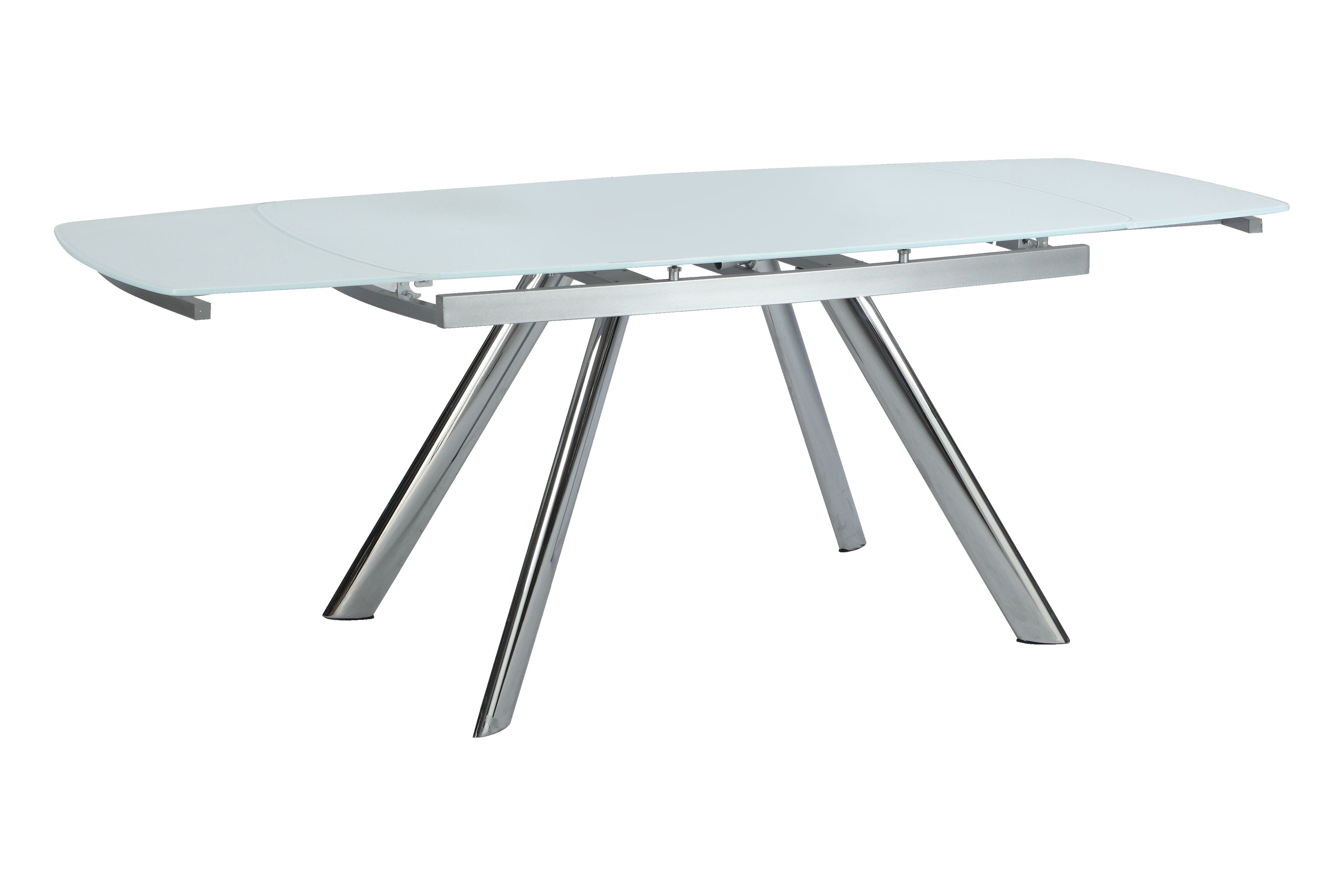 Contemporary Dining Set w/ Extendable Starphire Glass Table & 4 Channel Back Side Chairs | Modern Motion - ALINA-5PC